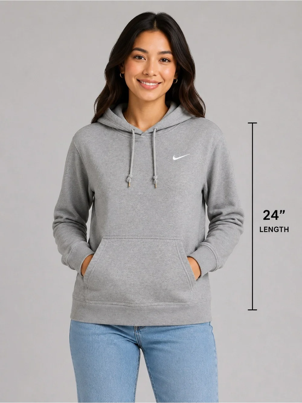 Nike Women's Gray Pullover Hoodie - Floral Cross Back Detail - Size Large